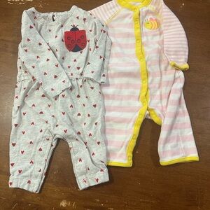 Carter's Gray and Pink Kids Footies Set